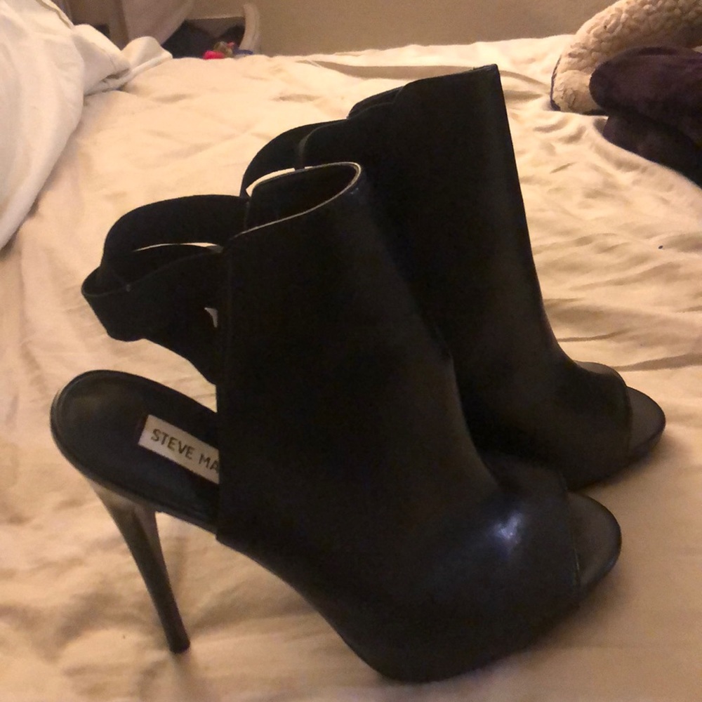 Black leather heels
